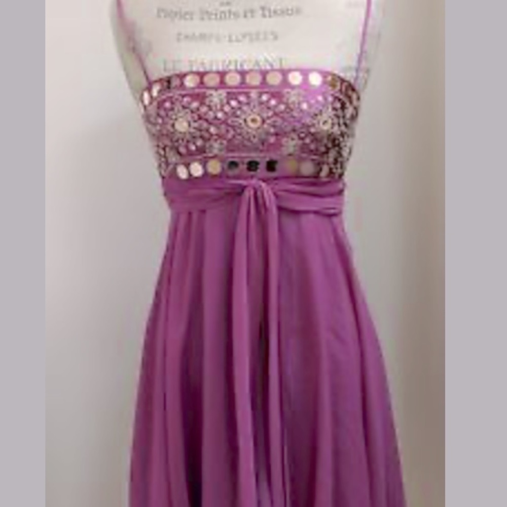 Empire waist, sequined,chiffon BCBG MaxAzria dress